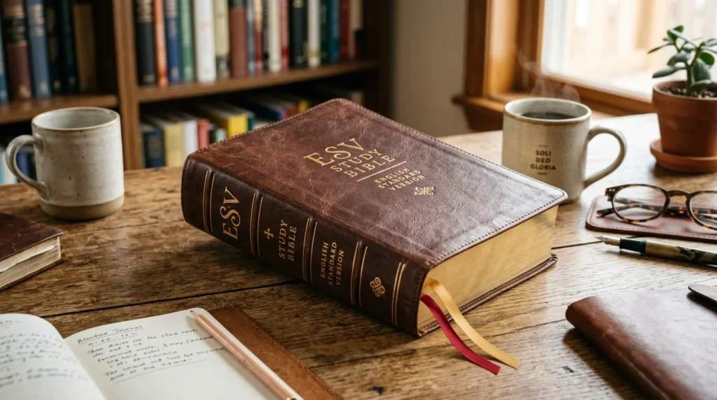 esv study bible leather